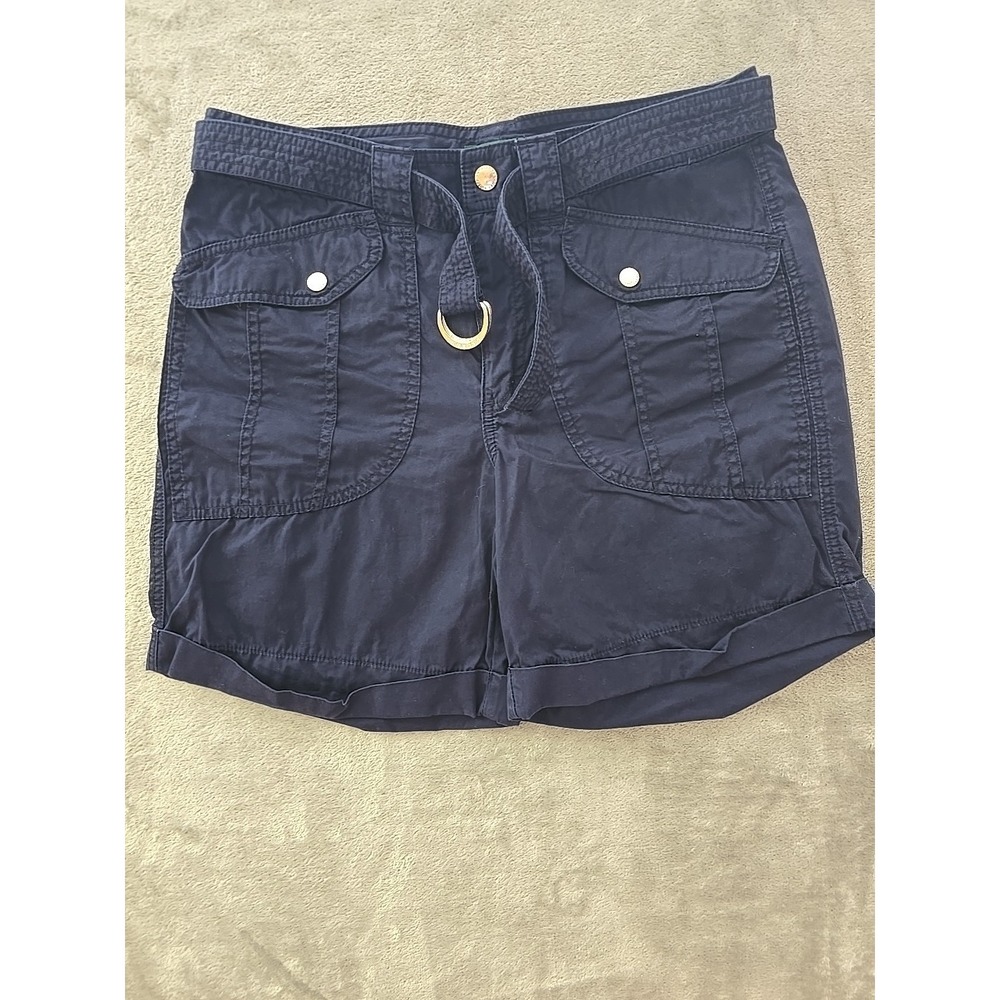 Ralph Lauren Women's Navy Blue Shorts Size 12 With Belt‎ Flat Front